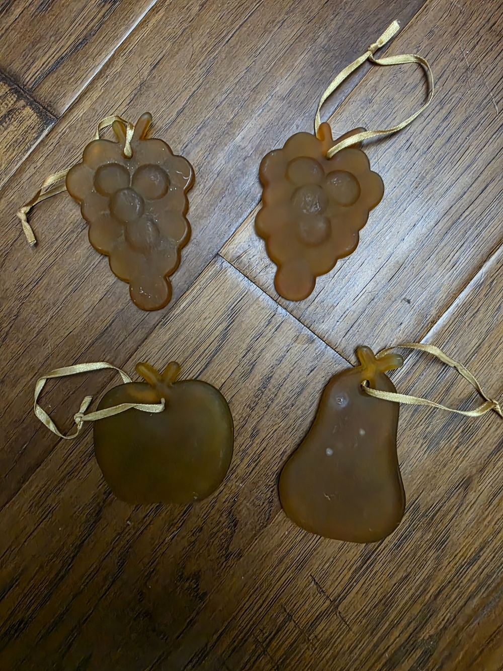 Amber Fruit-Shaped Hanging Ornaments - Set of 4